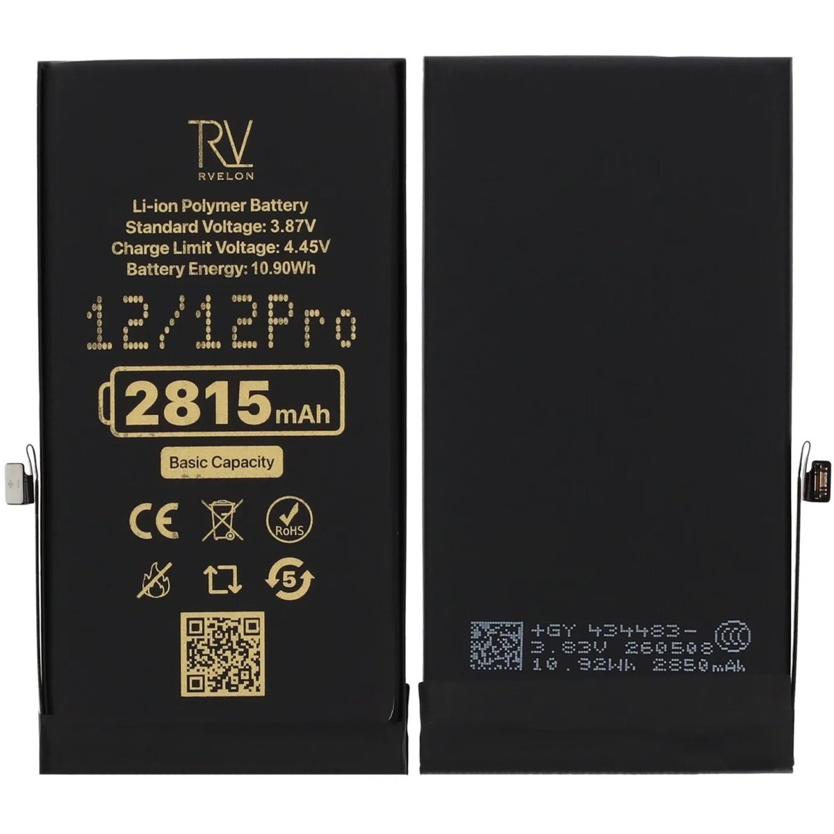 Rvelon Premium Batteri för iPhone 12/12 Pro - 2815mAh