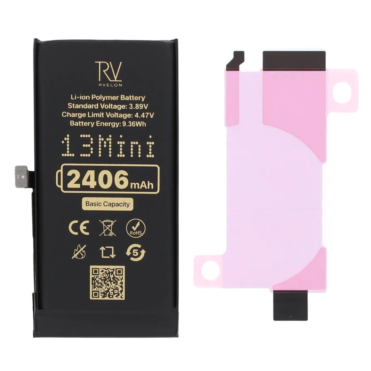 Rvelon Premium Batteri för iPhone 13 Mini - 2406mAh