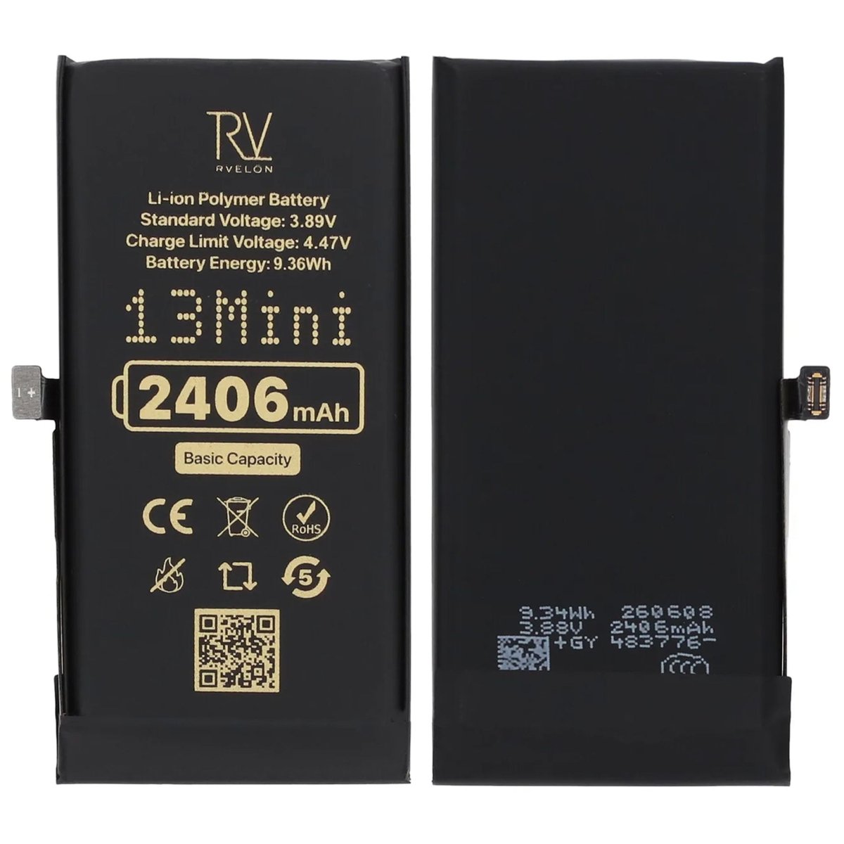 Rvelon Premium Batteri för iPhone 13 Mini - 2406mAh