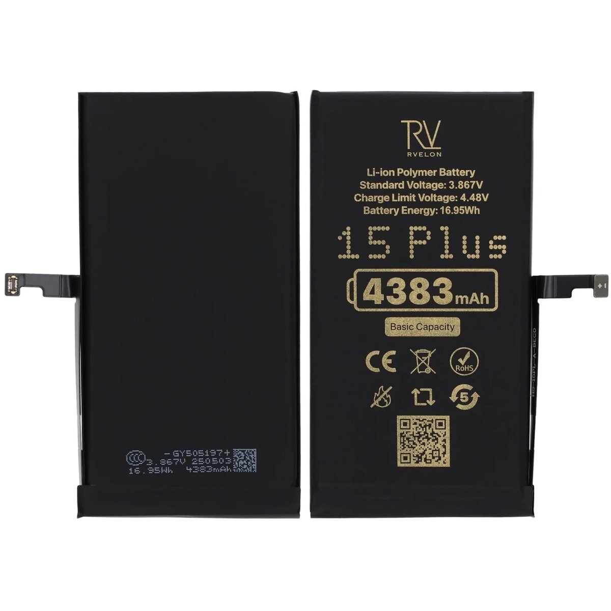 Rvelon Premium Batteri för iPhone 15 Plus - 4383mAh