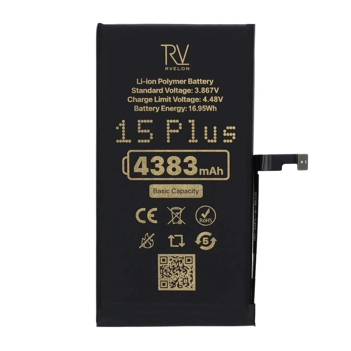 Rvelon Premium Batteri för iPhone 15 Plus - 4383mAh