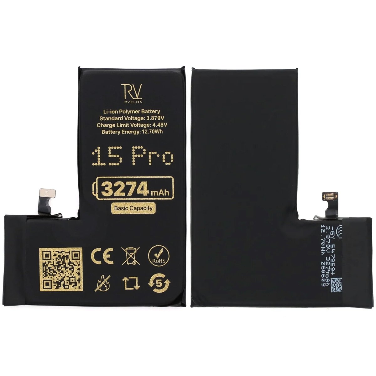 Rvelon Premium Batteri för iPhone 15 Pro - 3274mAh