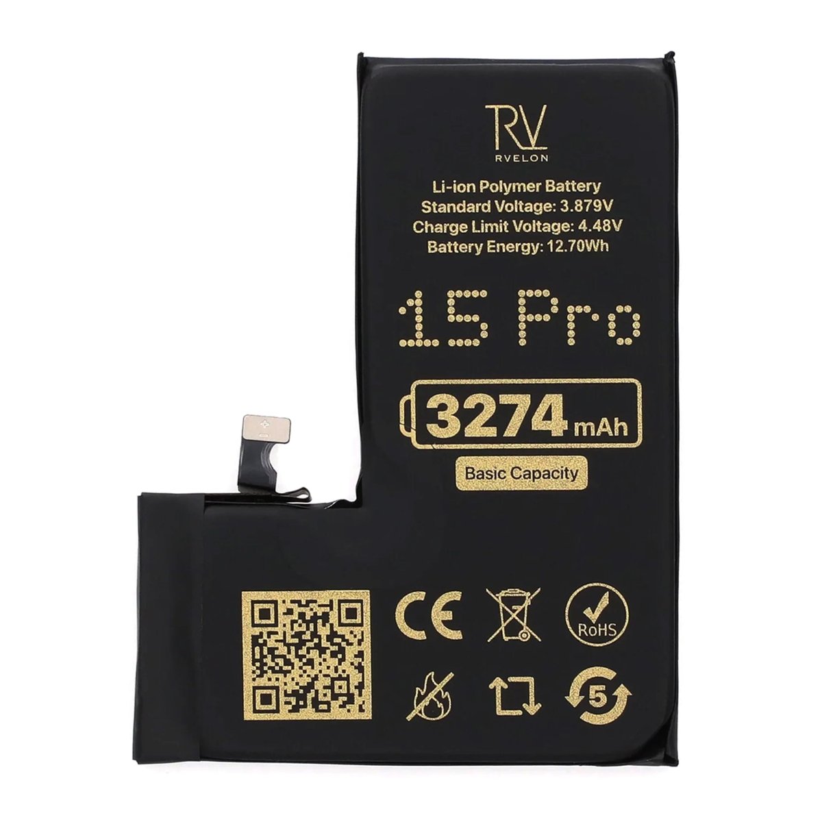 Rvelon Premium Batteri för iPhone 15 Pro - 3274mAh