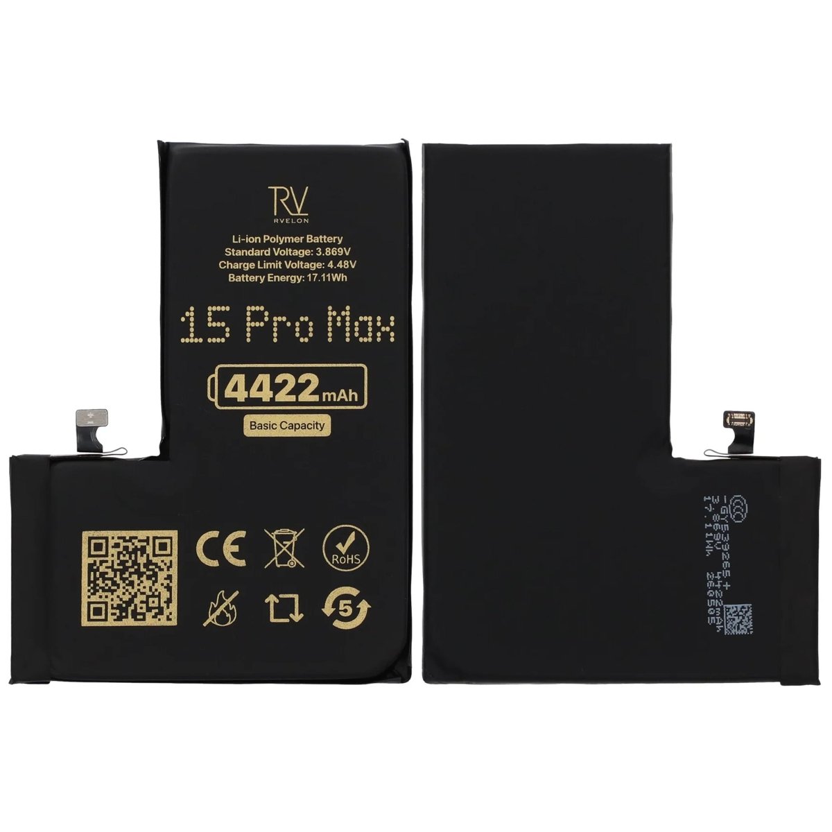 Rvelon Premium Batteri för iPhone 15 Pro Max - 4422mAh