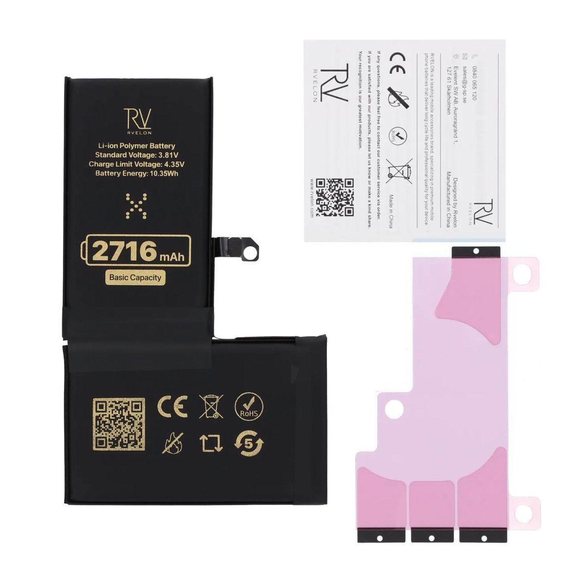Rvelon Premium Batteri för iPhone X - 2716mAh