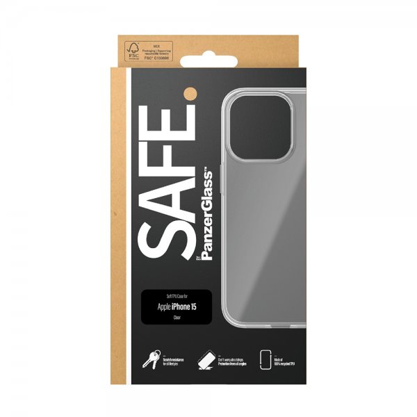 SAFE by PanzerGlass iPhone 15 Skal Soft TPU Case Transparent