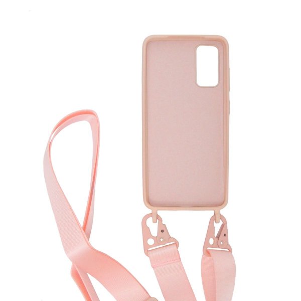 Samsung Galaxy S20 Skal Silikon med Halsband Rosa