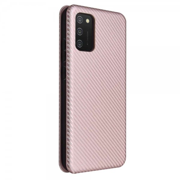 Samsung Galaxy A03s Fodral Kolfibertextur Roseguld