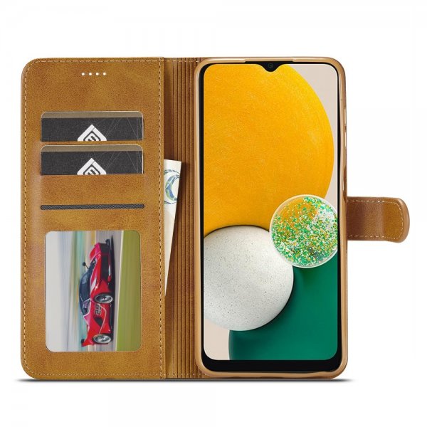 Lc.Imeeke Samsung Galaxy A04s/Galaxy A13 5G Fodral med Kortfack Stativfunktion Ljusbrun