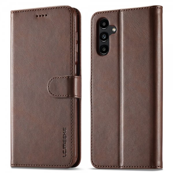 Lc.Imeeke Samsung Galaxy A05s Fodral med Kortfack Stativfunktion Mörkbrun