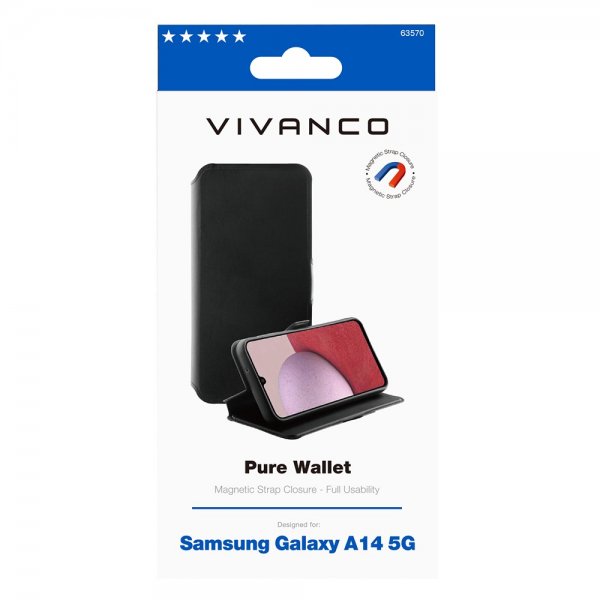 Vivanco Samsung Galaxy A14 Fodral Pure Wallet Svart