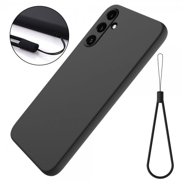 Samsung Galaxy A15 Skal med Strap Silikon Svart