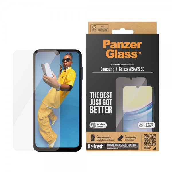 PanzerGlass Samsung Galaxy A15 Skärmskydd Ultra-Wide Fit EasyAligner