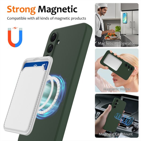 Samsung Galaxy A17 Skal med Strap Silikon MagSafe Mörkgrön