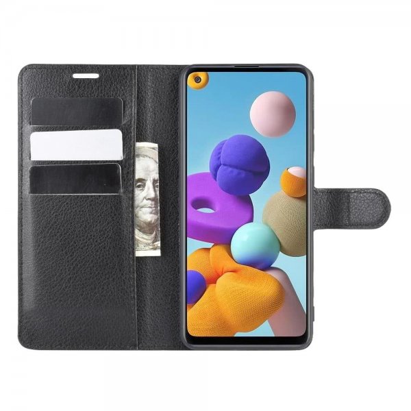 Samsung Galaxy A21s Fodral Litchi Svart