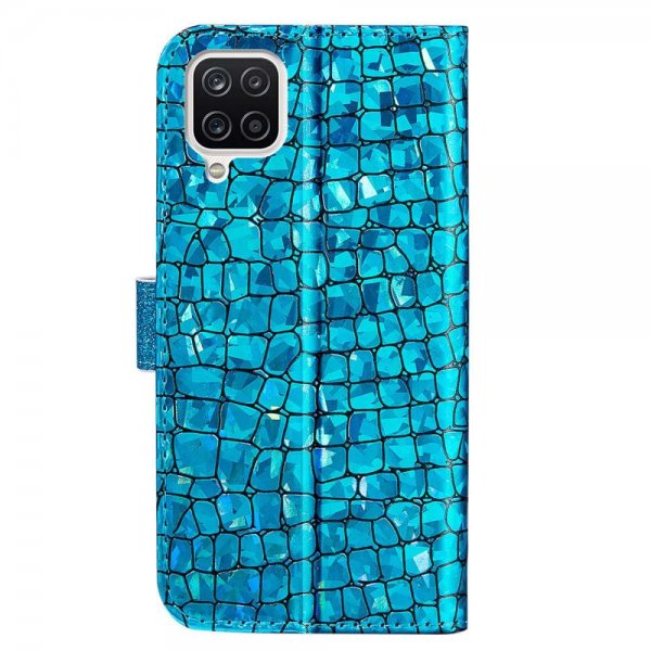 Samsung Galaxy A22 4G Fodral Krokodilmönster Glitter Blå