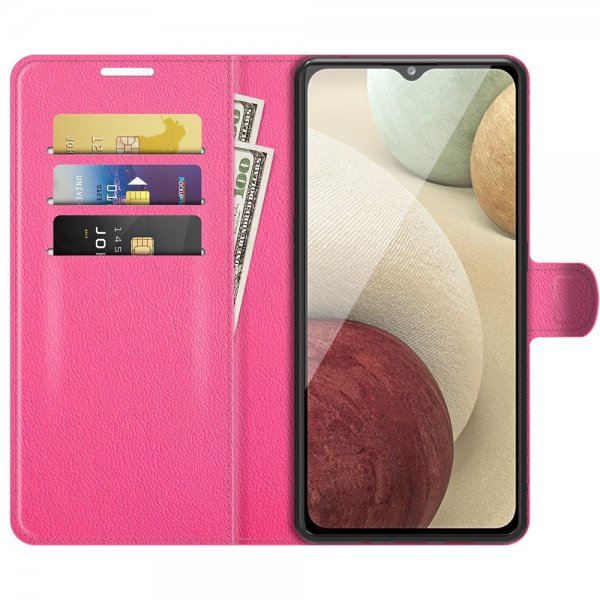 Samsung Galaxy A22 4G Fodral Litchi Magenta