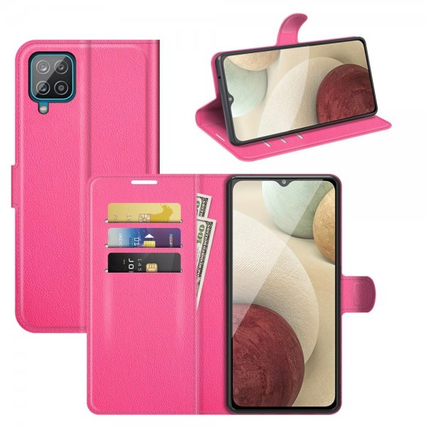 Samsung Galaxy A22 4G Fodral Litchi Magenta