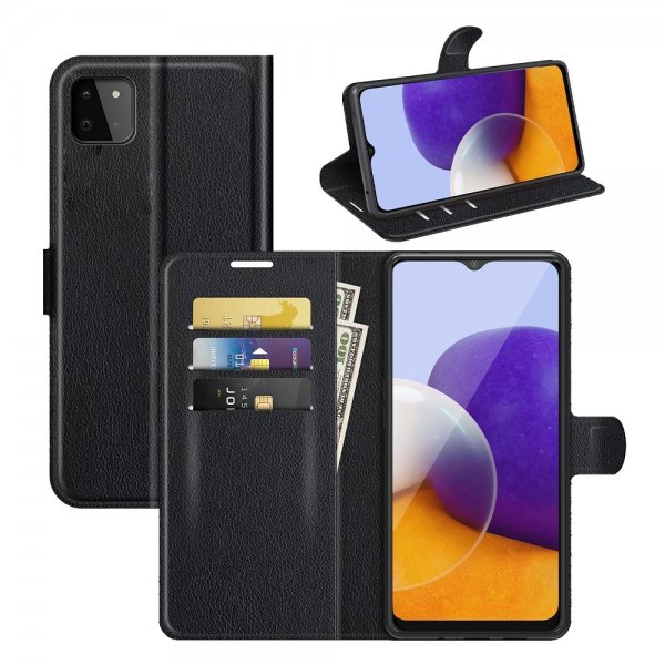 Samsung Galaxy A22 5G Fodral Litchi Svart