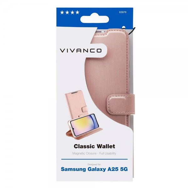Vivanco Samsung Galaxy A25 Fodral Classic Wallet Roseguld