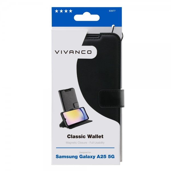 Vivanco Samsung Galaxy A25 Fodral Classic Wallet Svart