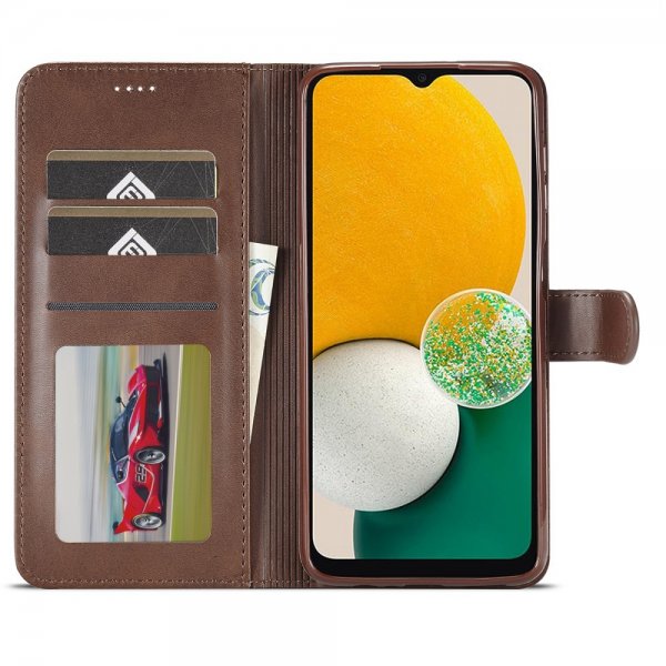 Lc.Imeeke Samsung Galaxy A25 Fodral med Kortfack Stativfunktion Mörkbrun