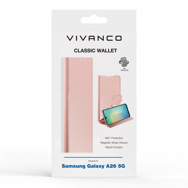 Vivanco Samsung Galaxy A26 Fodral Classic Wallet Roseguld