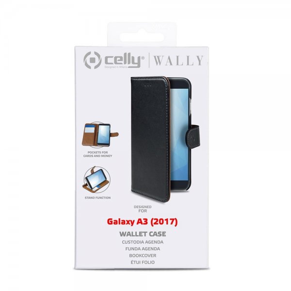 Celly Samsung Galaxy A3 2017 Fodral Wally Wallet Case Svart
