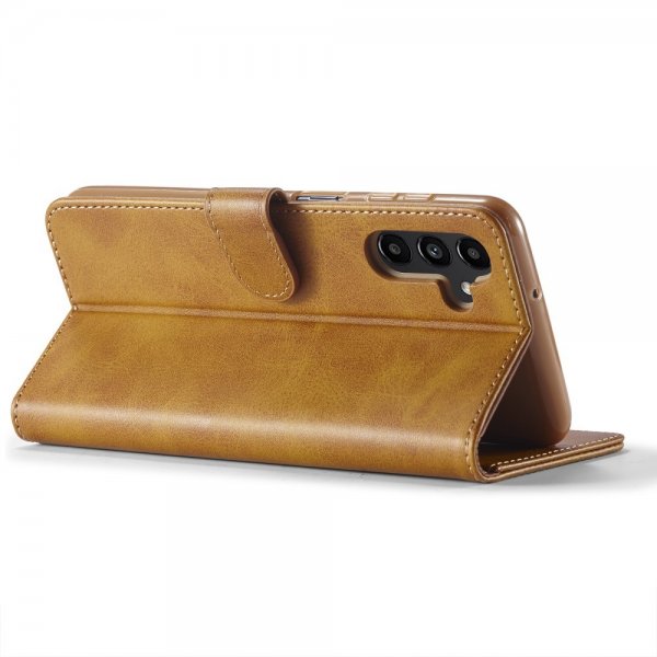 Lc.Imeeke Samsung Galaxy A35 Fodral med Kortfack Stativfunktion Ljusbrun