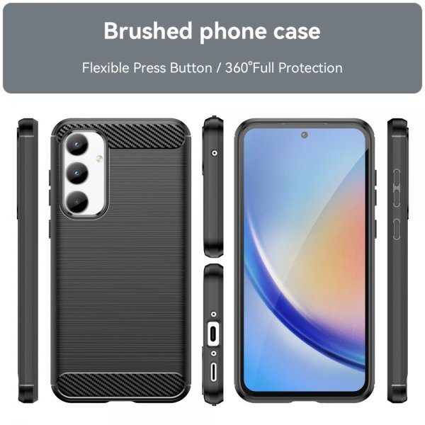 Samsung Galaxy A35 Skal Borstad Kolfibertextur Svart