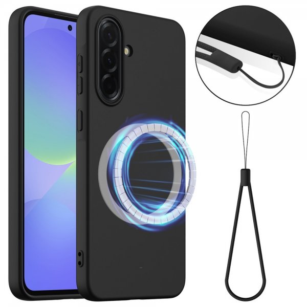 Samsung Galaxy A36/Galaxy A56 Skal med Strap Silikon MagSafe Svart