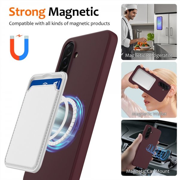 Samsung Galaxy A36/Galaxy A56 Skal med Strap Silikon MagSafe Vinröd