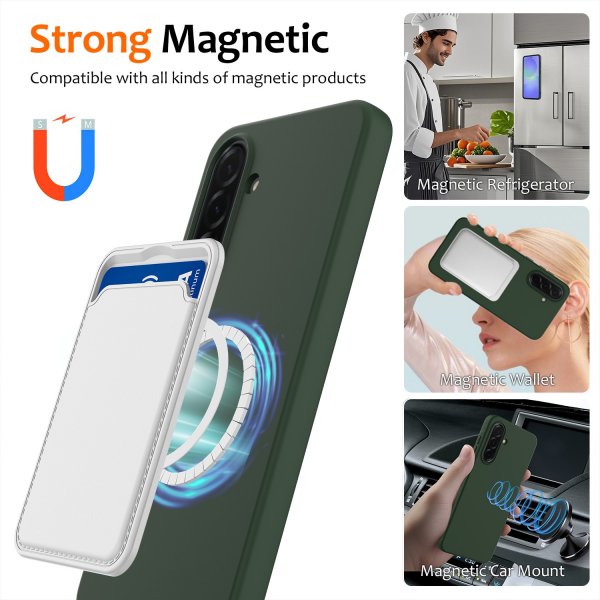 Samsung Galaxy A37 Skal med Strap Silikon MagSafe Grön