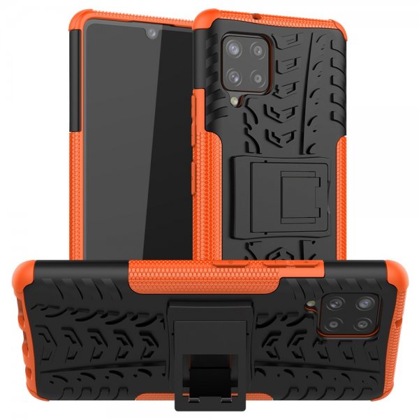 Samsung Galaxy A42 5G Skal Däckmönster Stativfunktion Orange