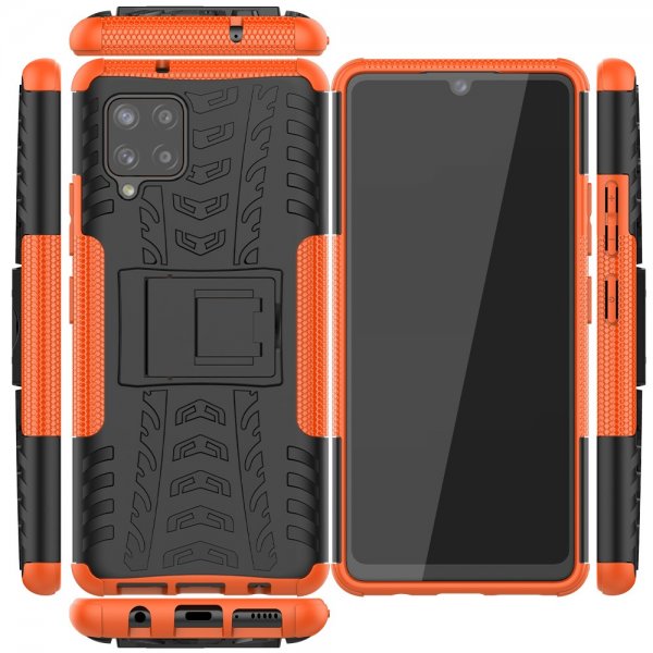 Samsung Galaxy A42 5G Skal Däckmönster Stativfunktion Orange