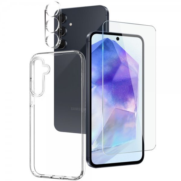 Northjo Samsung Galaxy A55 Skal med Skärmskydd och Kameraskydd 3-i-1
