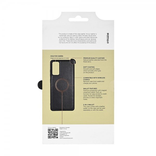 Buffalo Samsung Galaxy A57 Fodral 2-i-1 Äkta Läder 3 Kortfack Svart