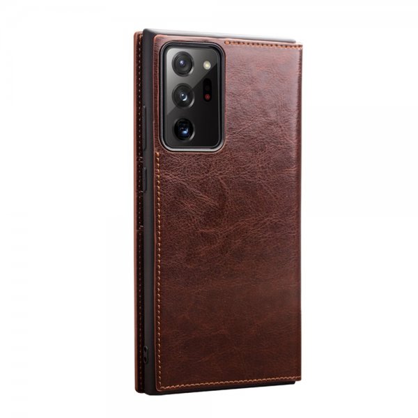 Qialino Samsung Galaxy Note 20 Ultra Fodral Äkta Läder Brun