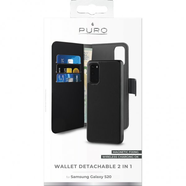 Puro Samsung Galaxy S20 Fodral Wallet Detachable 2 in 1 Svart
