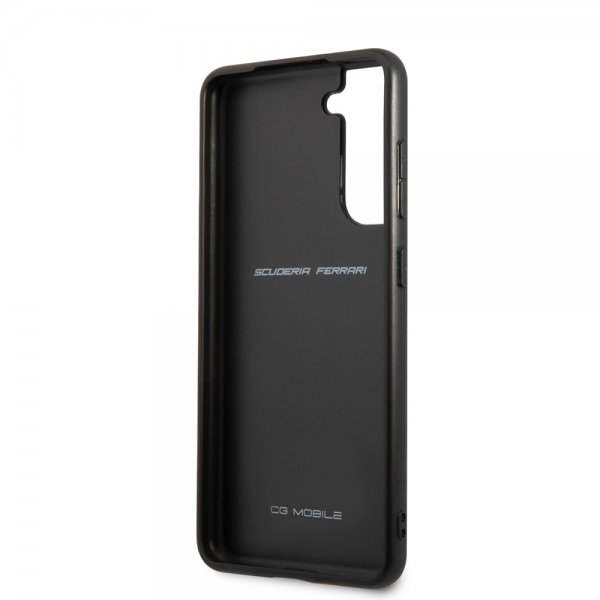 Ferrari Samsung Galaxy S21 FE Skal Vertical Stripe Metal Logo Svart