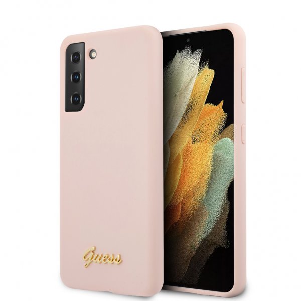 Guess Samsung Galaxy S21 Plus Skal Metal Logo Rosa