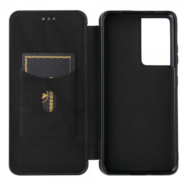 Samsung Galaxy S21 Ultra Fodral Kolfibertextur Svart