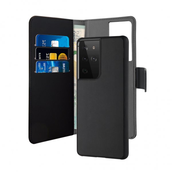 Puro Samsung Galaxy S21 Ultra Fodral Wallet Detachable 2 in 1 Svart