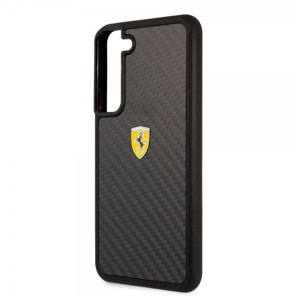 Ferrari Samsung Galaxy S22 Plus Skal Real Carbon Metal Logo Svart
