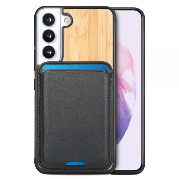 Samsung Galaxy S22 Plus Skal Trä Löstagbar Korthållare Bamboo