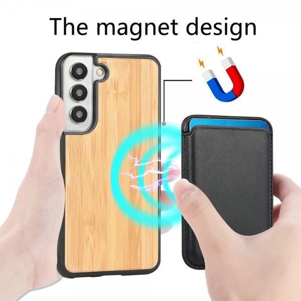 Samsung Galaxy S22 Plus Skal Trä Löstagbar Korthållare Bamboo