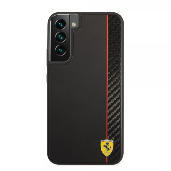 Ferrari Samsung Galaxy S22 Plus Skal Vertical Stripe Metal Logo Svart