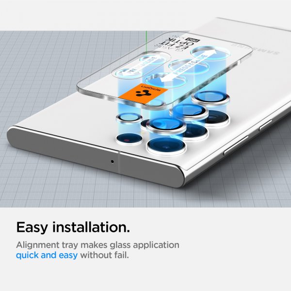 Spigen Samsung Galaxy S22 Ultra Kameraskydd GLAS.tR EZ Fit Optik Pro 2-pack Phantom White