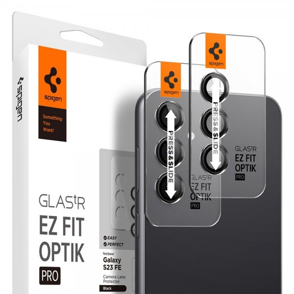 Spigen Samsung Galaxy S23 FE Kameraskydd Glas.tR EZ Fit Optik Pro 2-pack Svart