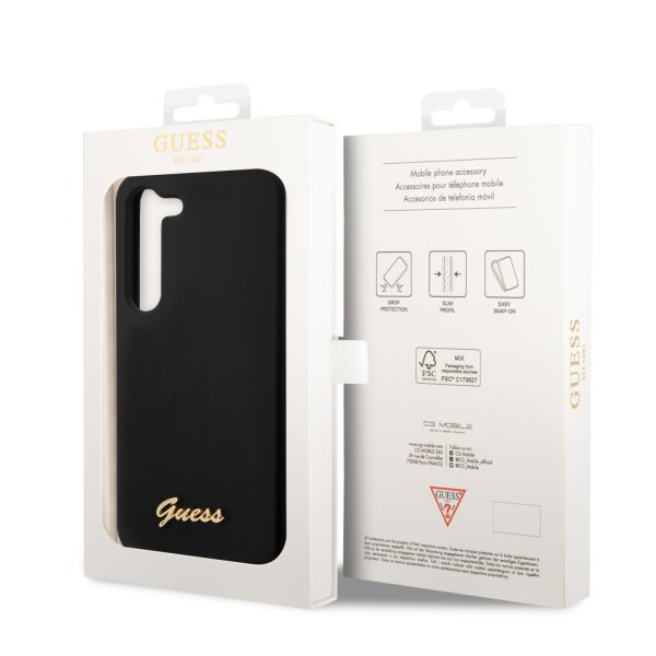 Guess Samsung Galaxy S23 Skal Liquid Silicone Metal Logo Svart